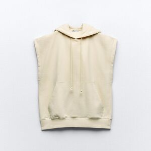 Zara Women's Cream Hoodied Vest